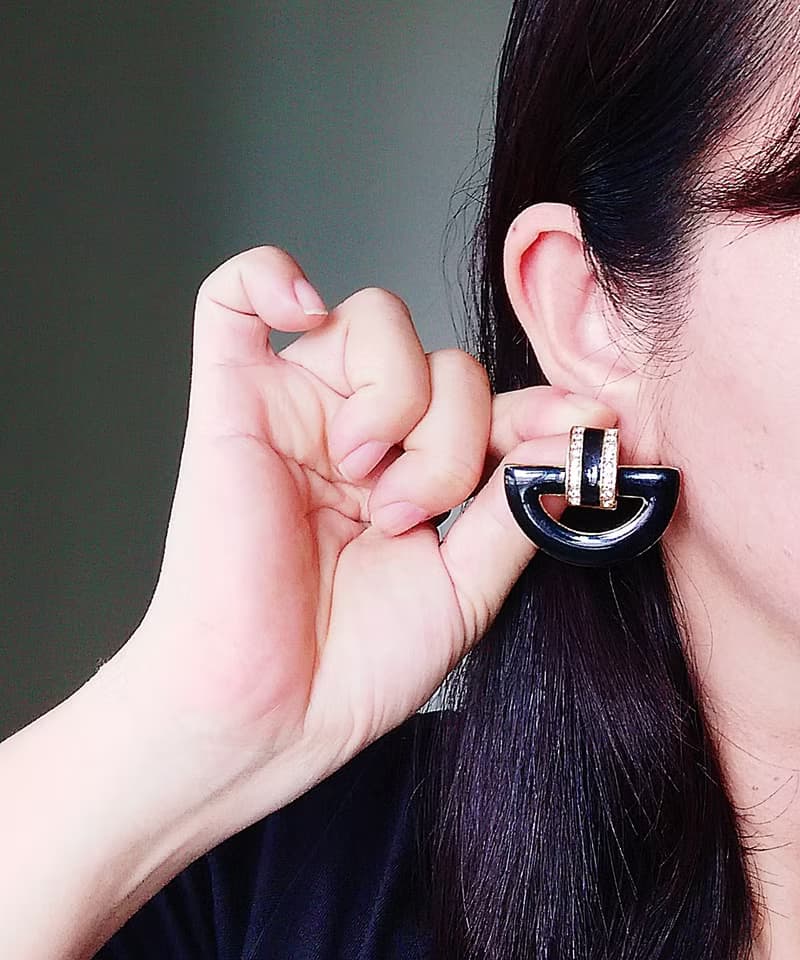 Vintage Jewelry 西洋古董飾品 ART DECO 氣質 半環 針式耳環