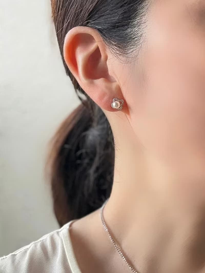 SV スタッドピアス あこや真珠 ベビーパール パールピアス　日本の真珠　pearl earrings  珍珠耳環 珍珠耳环 진주귀걸이
