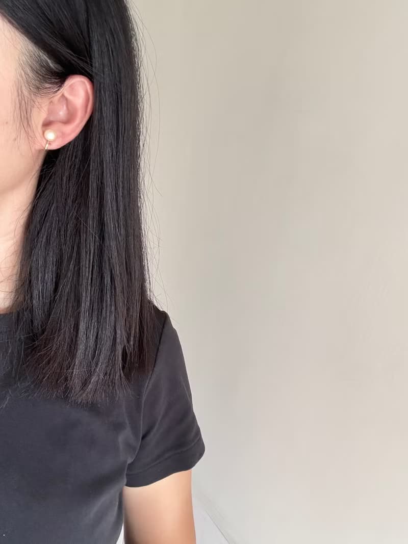 古董立體單顆仿珠珍珠小球夾式耳環  C1075
