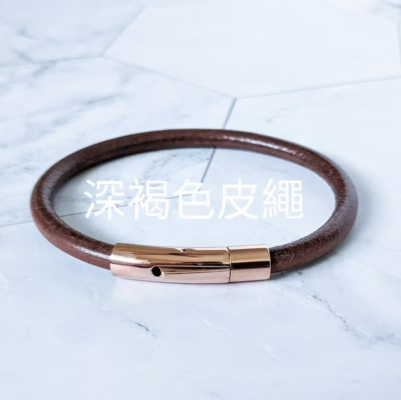 圓皮繩 玫瑰金扣件 皮繩多色可選