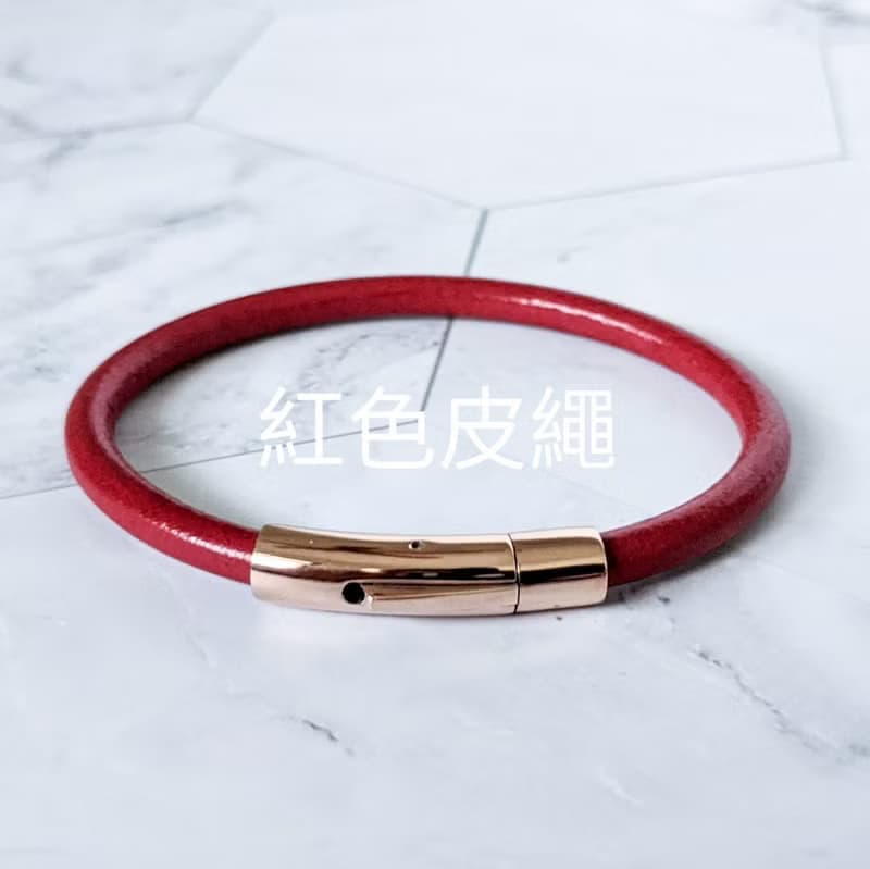 圓皮繩 玫瑰金扣件 皮繩多色可選