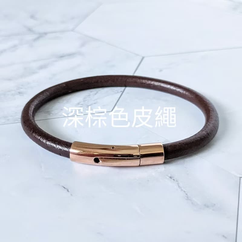 圓皮繩 玫瑰金扣件 皮繩多色可選