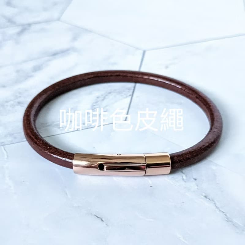 圓皮繩 玫瑰金扣件 皮繩多色可選