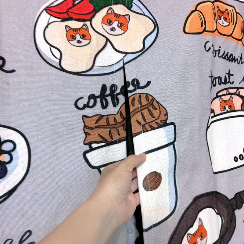 門簾 窗簾 貓咪早餐