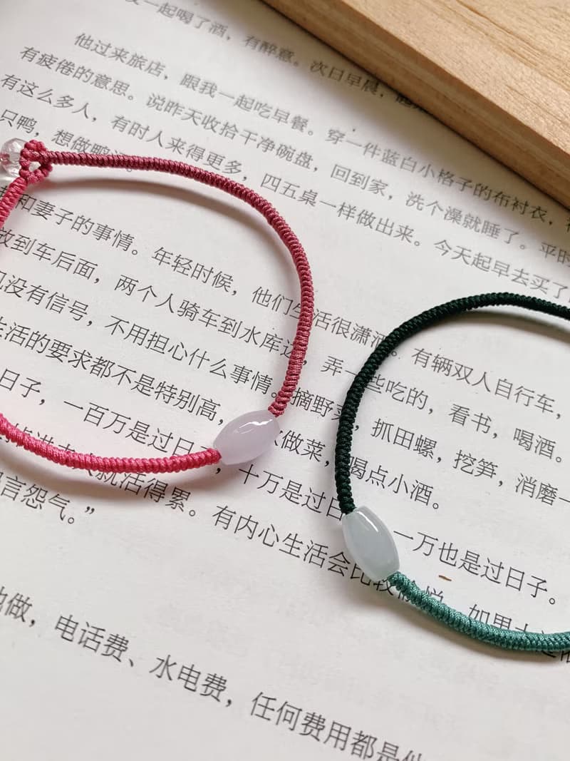 手作 山居即事。天然翡翠轉運珠復古編織手繩 文藝情侶閨蜜手鏈