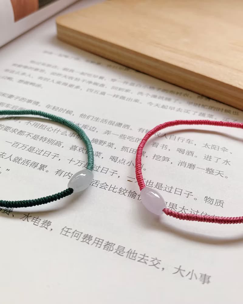 手作 山居即事。天然翡翠轉運珠復古編織手繩 文藝情侶閨蜜手鏈