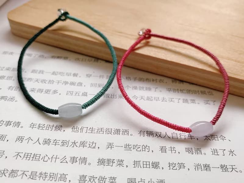 手作 山居即事。天然翡翠轉運珠復古編織手繩 文藝情侶閨蜜手鏈