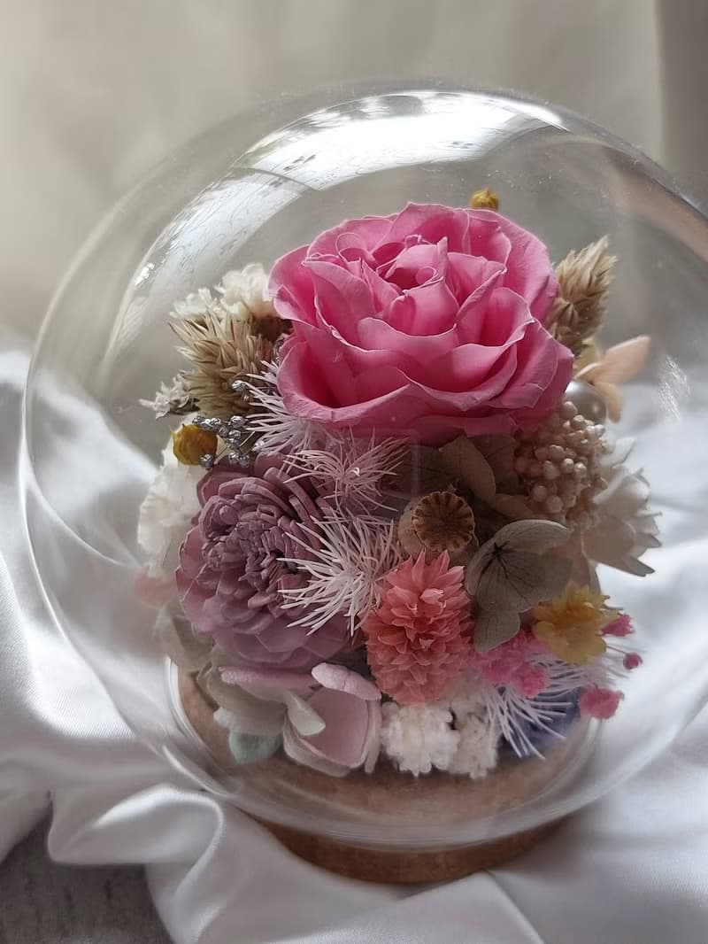 玫瑰玻璃球 永生花玻璃罩.花盅 祝賀花禮 生日.情人節.母親節