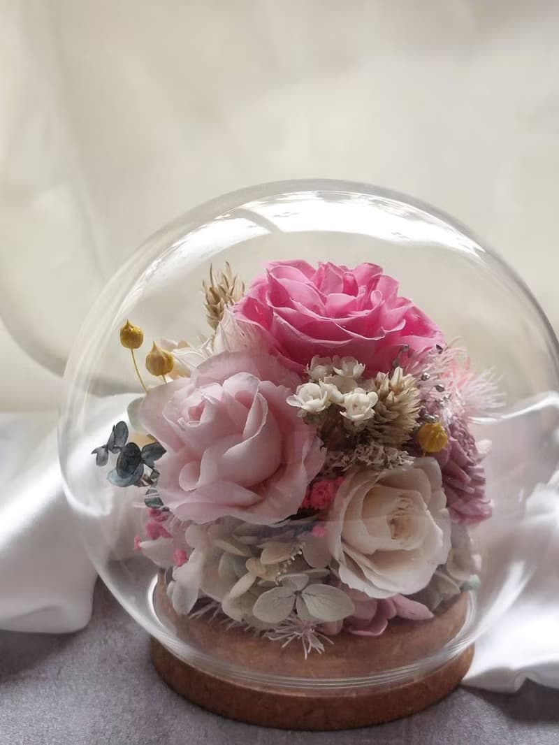 玫瑰玻璃球 永生花玻璃罩.花盅 祝賀花禮 生日.情人節.母親節