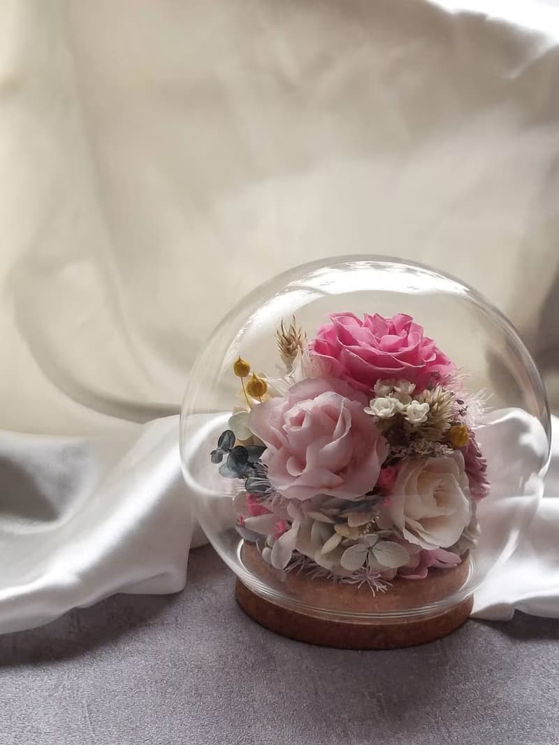 玫瑰玻璃球 永生花玻璃罩.花盅 祝賀花禮 生日.情人節.母親節