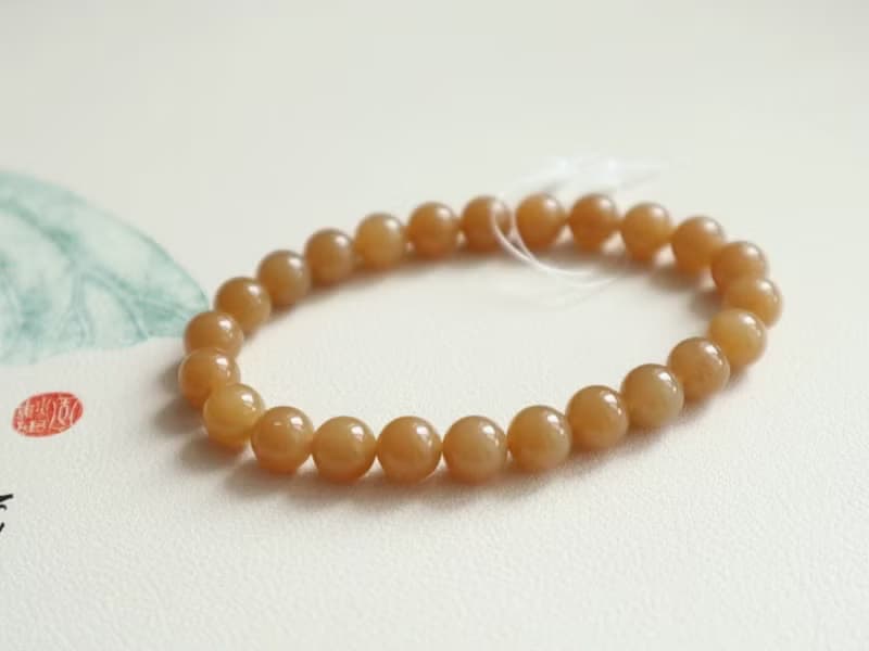 精品 天然糖料和田玉手鏈手串 顏色美料子細膩柔潤度高 8mm