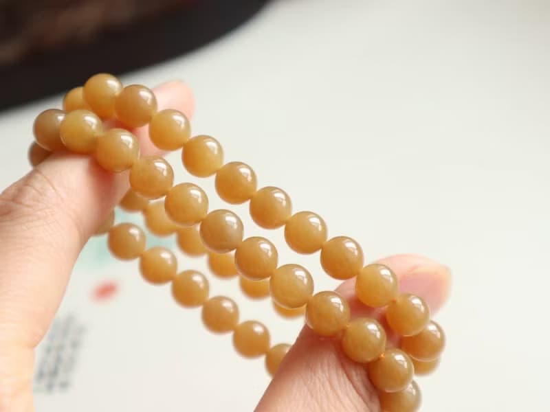 精品 天然糖料和田玉手鏈手串 顏色美料子細膩柔潤度高 8mm