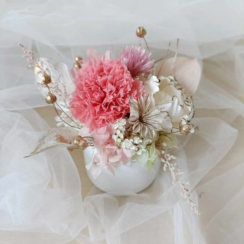 520畢業花束禮物 粉紫永生康乃馨盆花桌花  生日畢業工商企業贈品
