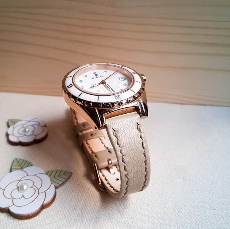 【一般款式錶帶 - 米灰色】高級皮革  手工訂製