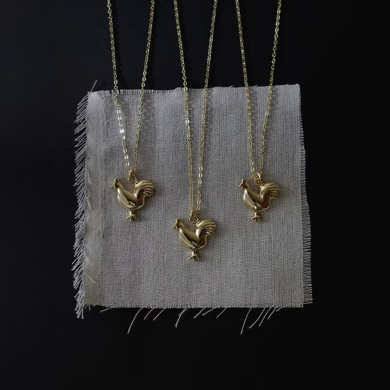 Rooster Necklace生肖公雞純銀鍍18K金動物設計項鍊 生日禮物推薦