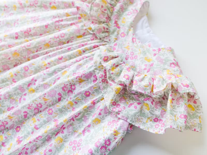 英國LIBERTY FABRICS女童有機棉Camille山茶花洋裝