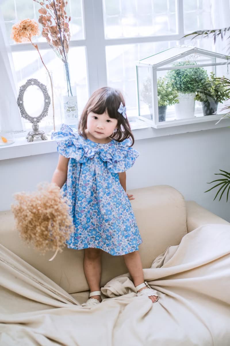 英國LIBERTY FABRICS女童有機棉Camille山茶花洋裝