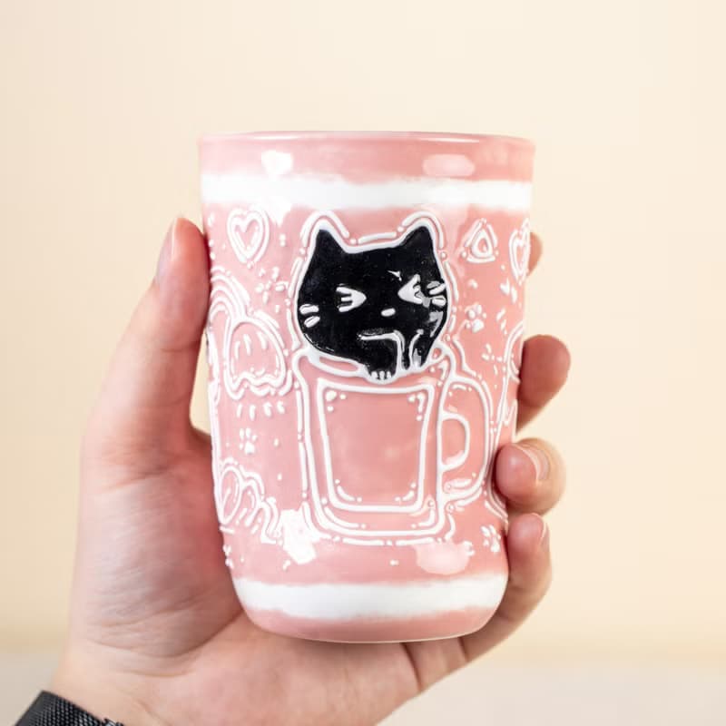 Unique Paw Shaped Coffee Mugs, 3D Crafted Cartoon Cat Tumblers for Water/Tea