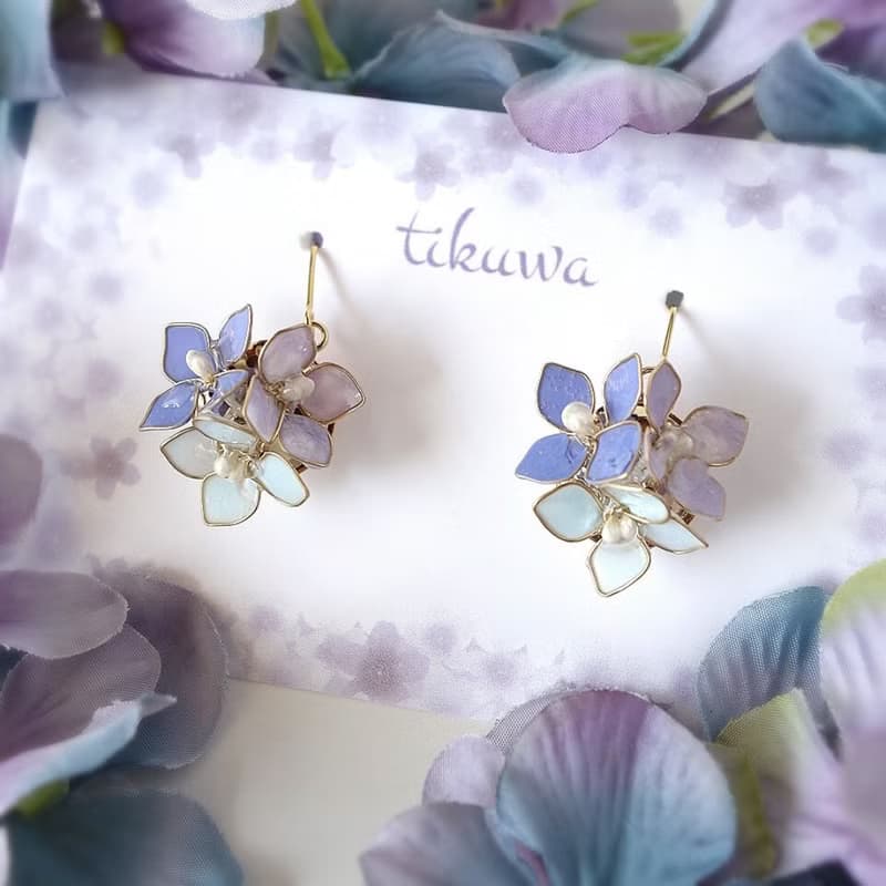 繊細な紫陽花のピアス/イヤリング/ノンホールピアス