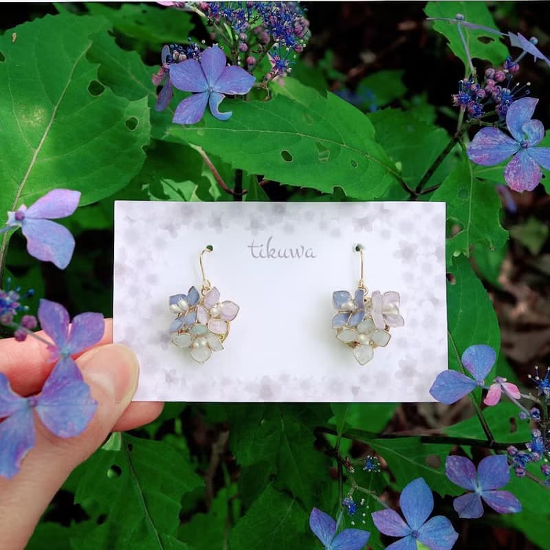 繊細な紫陽花のピアス/イヤリング/ノンホールピアス
