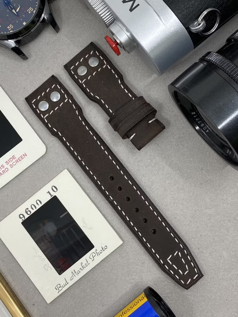 復古風深咖啡色皮革飛行員腕錶帶22mm 20mm IWC Rolex 錶帶訂製