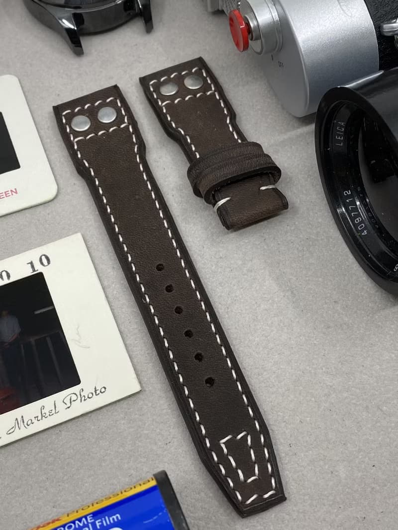 復古風深咖啡色皮革飛行員腕錶帶22mm 20mm IWC Rolex 錶帶訂製