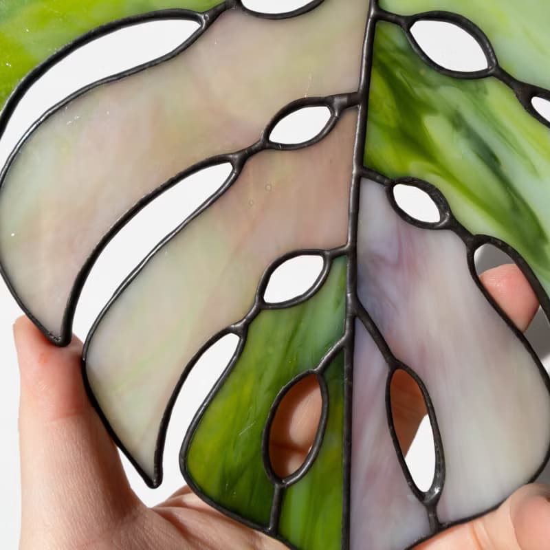 Stained glass monstera, Floral home decor, Plant lover gift
