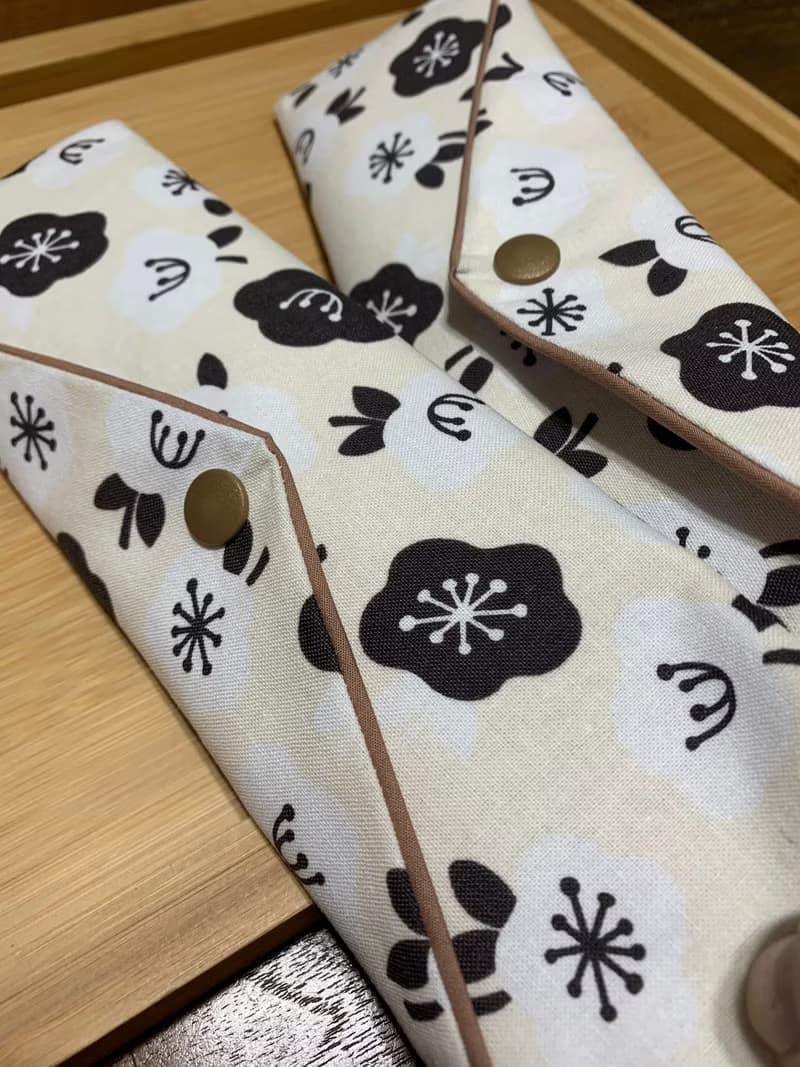 文青風環保純棉筷袋 ~ 花舞 原麻白 日本 潮物 收納 手作餐具袋