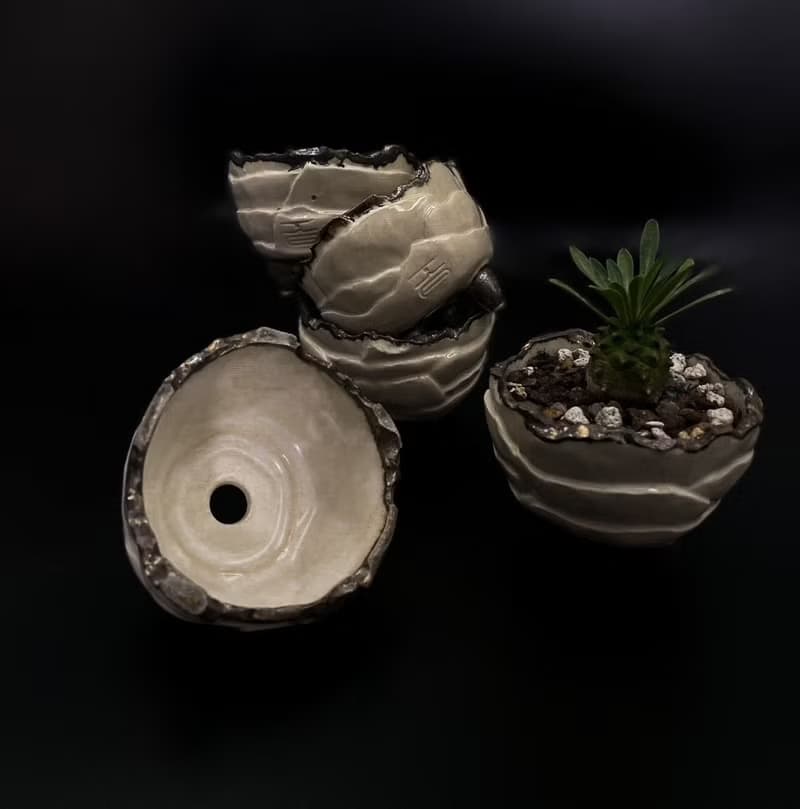 KO盆器- 金屬白三足盆