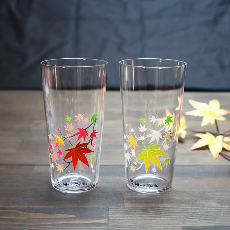 冷感紅葉タンブラーグラスペアセット　温度で色が変わる季節を楽しむ器