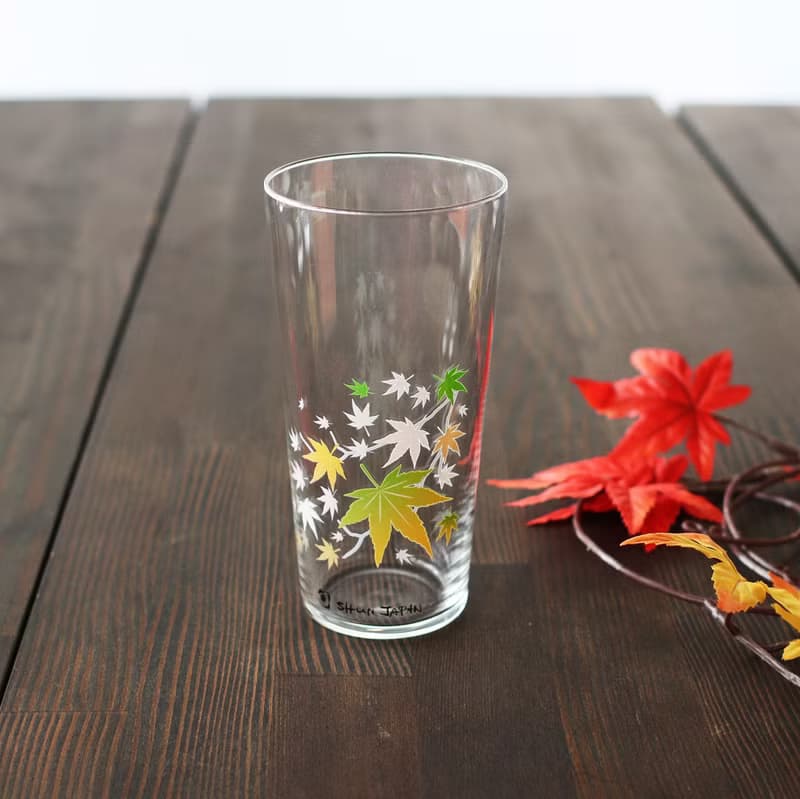 冷感紅葉タンブラーグラスペアセット　温度で色が変わる季節を楽しむ器