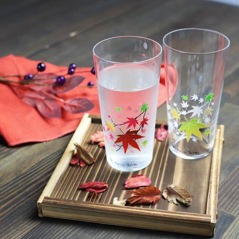 冷感紅葉タンブラーグラスペアセット　温度で色が変わる季節を楽しむ器