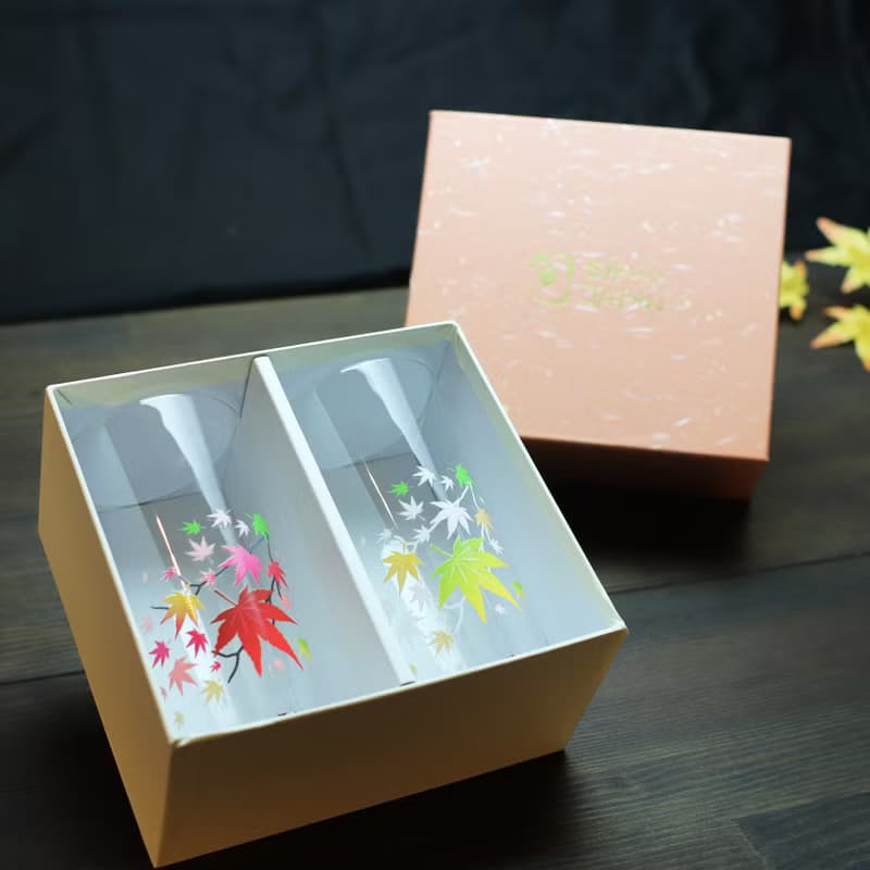 冷感紅葉タンブラーグラスペアセット　温度で色が変わる季節を楽しむ器