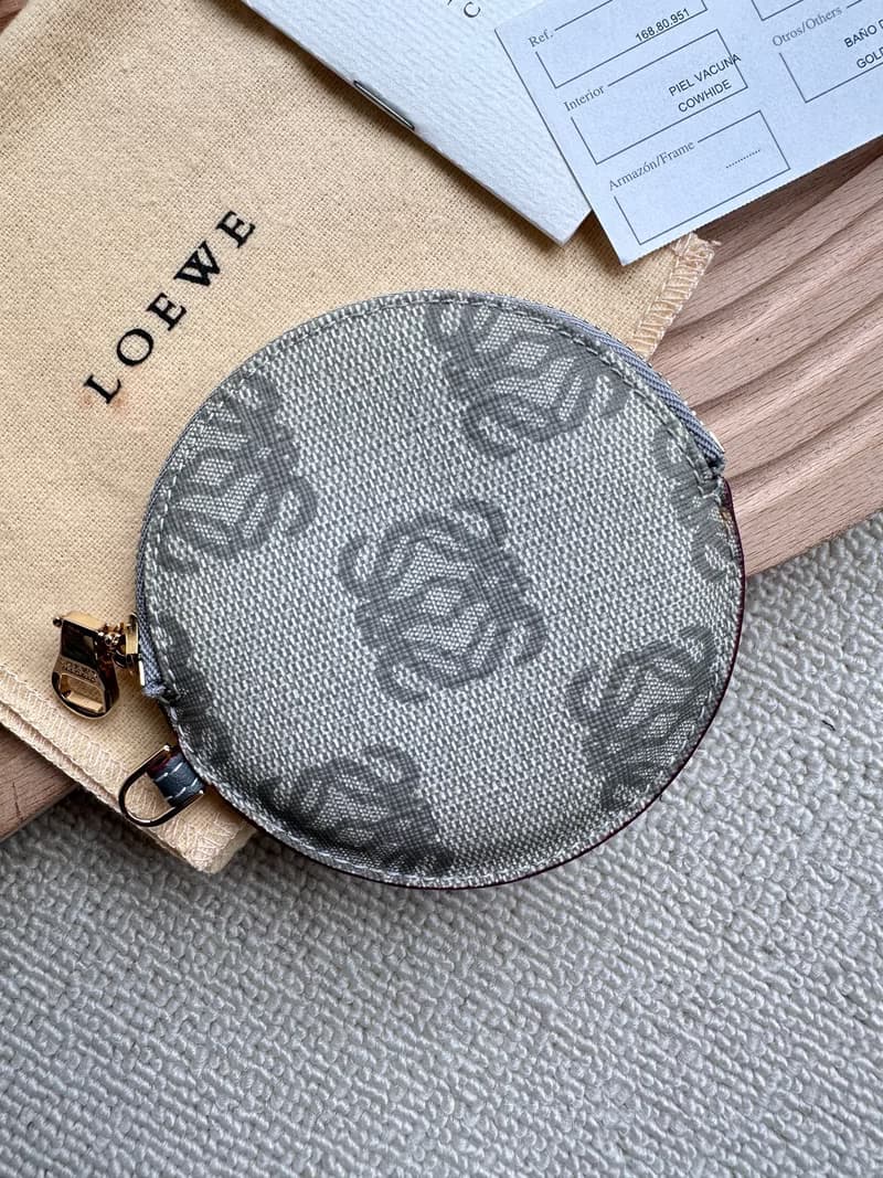 中古Vintage Loewe 灰色圓形餅乾零錢包