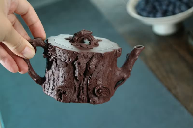 送禮紫砂壺茶壺鸣远松桩 精品  紫泥 240ml 14孔 兰老师作品  全