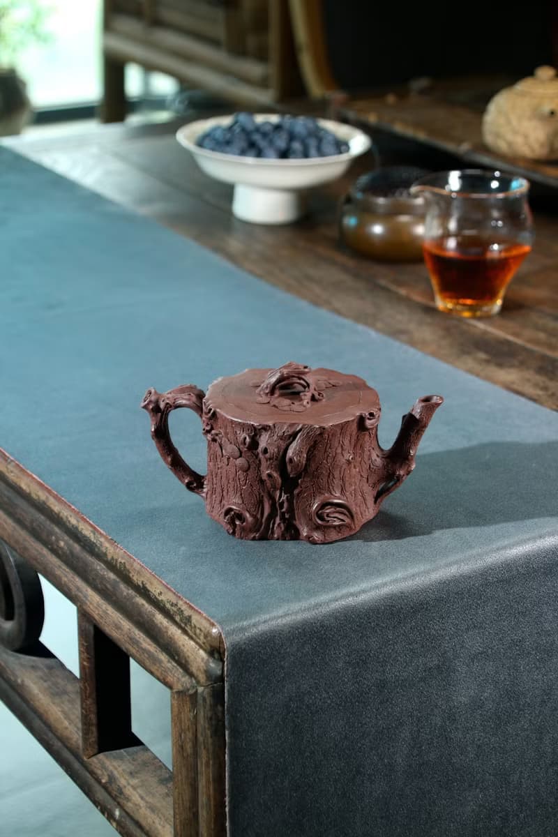 送禮紫砂壺茶壺鸣远松桩 精品  紫泥 240ml 14孔 兰老师作品  全
