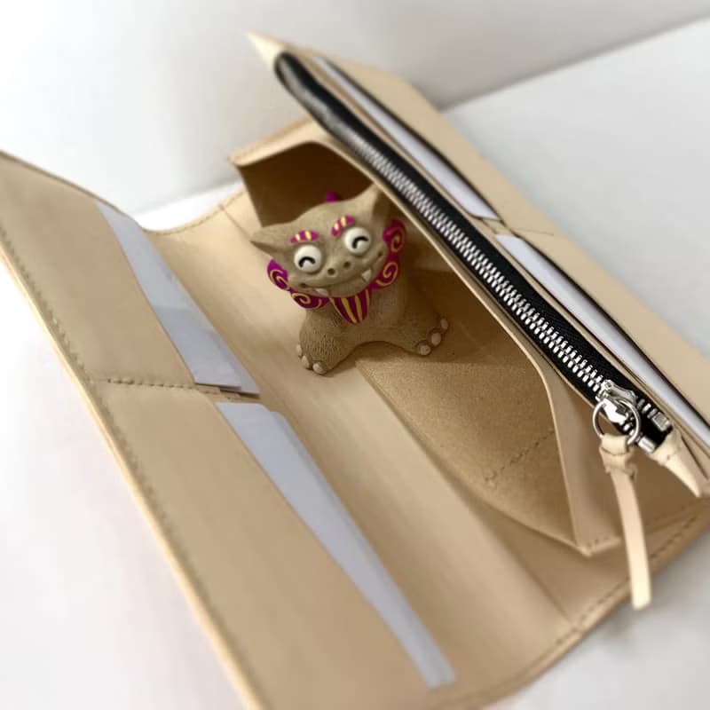 ハイビスカス長財布/革/レザーカービング/