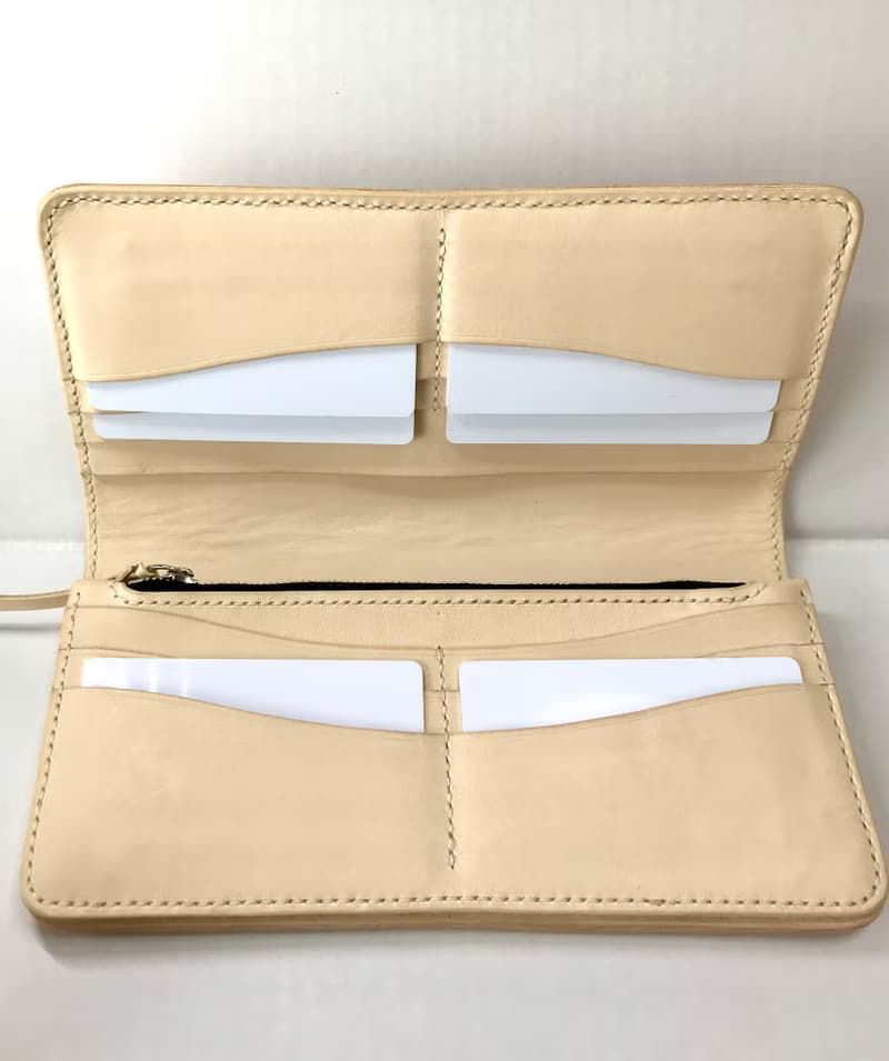 ハイビスカス長財布/革/レザーカービング/