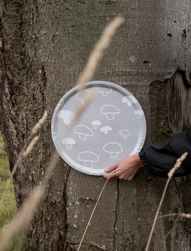 圓型托盤-MUSHROOM TRAY, GREY/WHITE (38cm)