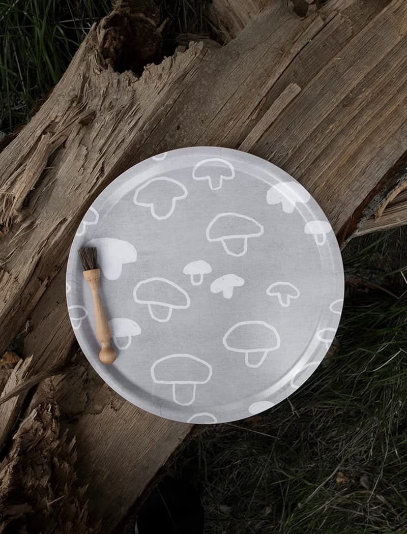 圓型托盤-MUSHROOM TRAY, GREY/WHITE (38cm)