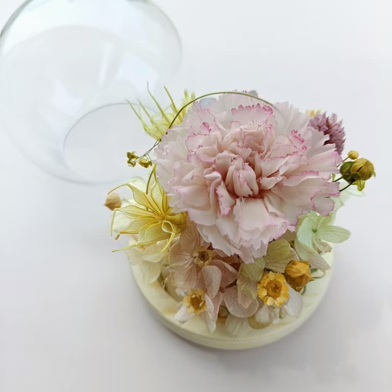 畢業花束禮物 永生康乃馨玫瑰玻璃盅罩 生日開幕店面居家佈置