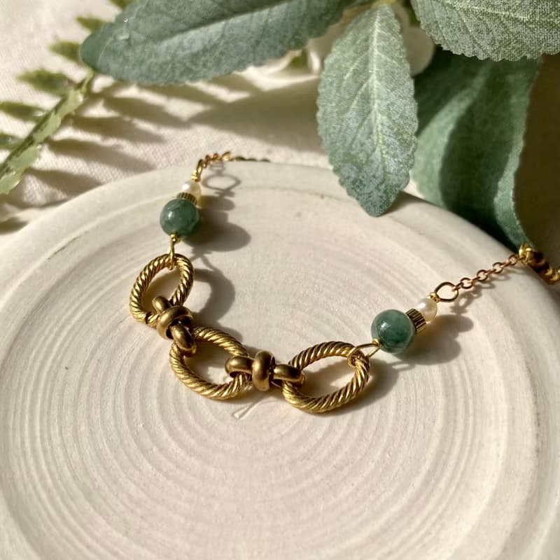 老林雜貨 | 翡翠羅紋黃銅圈圈手鍊
