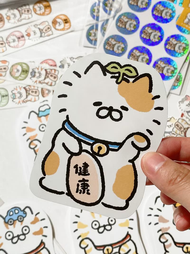 3小喵咪/招財貓大貼紙十一代/防水貼紙/共5款