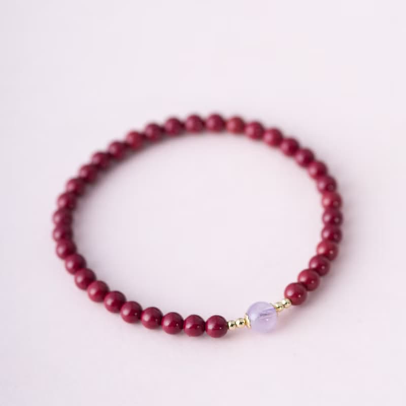 紫金砂硃砂薰衣草紫水晶4mm手鏈 | 14K包金太歲轉運手鍊化太歲 新