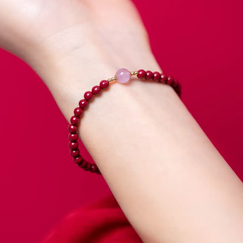 紫金砂硃砂薰衣草紫水晶4mm手鏈 | 14K包金太歲轉運手鍊化太歲 新