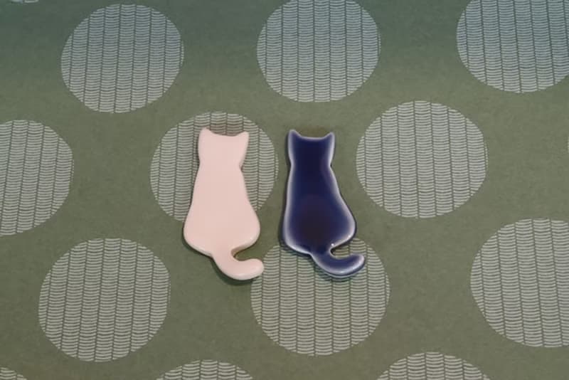 【有田燒】 琉璃釉貓筷架2入組