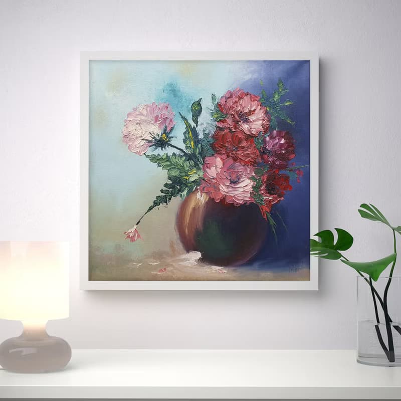 Peony Painting Floral Original Artwork Vase Bouquet Flowers Wall Art Still life