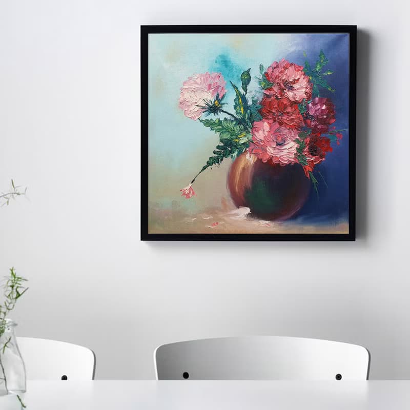 Peony Painting Floral Original Artwork Vase Bouquet Flowers Wall Art Still life