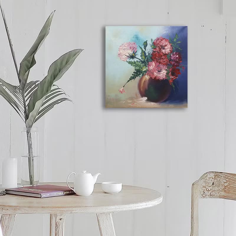 Peony Painting Floral Original Artwork Vase Bouquet Flowers Wall Art Still life