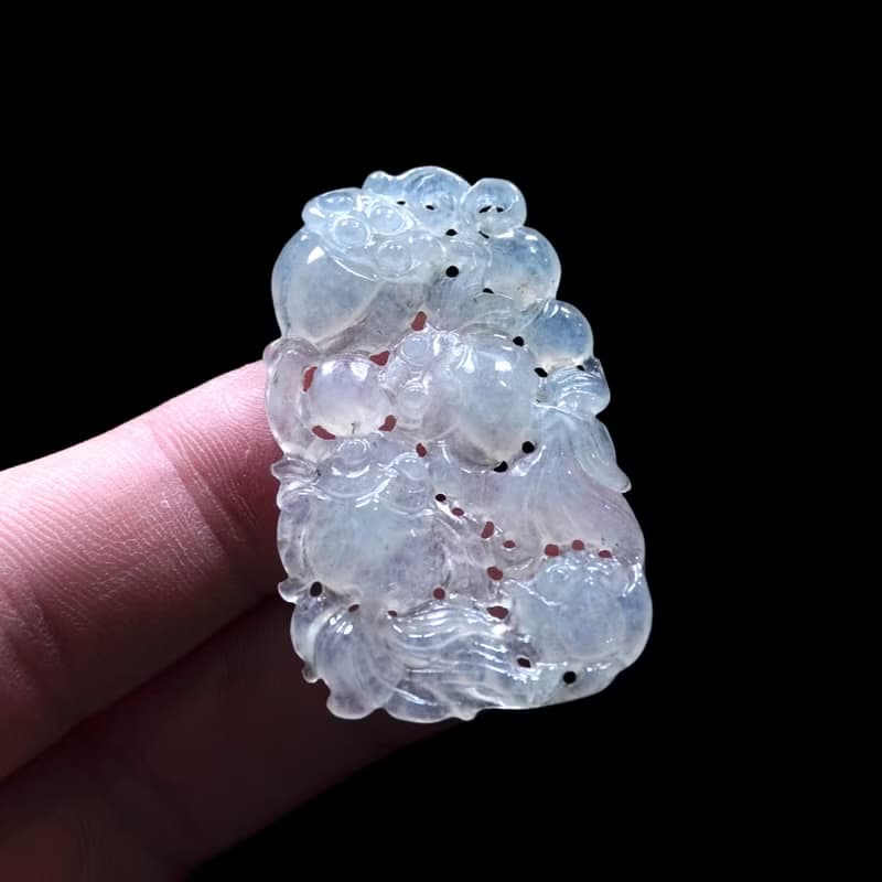 冰種翡翠精雕年年有魚 | 天然緬甸玉翡翠A貨 | 送禮